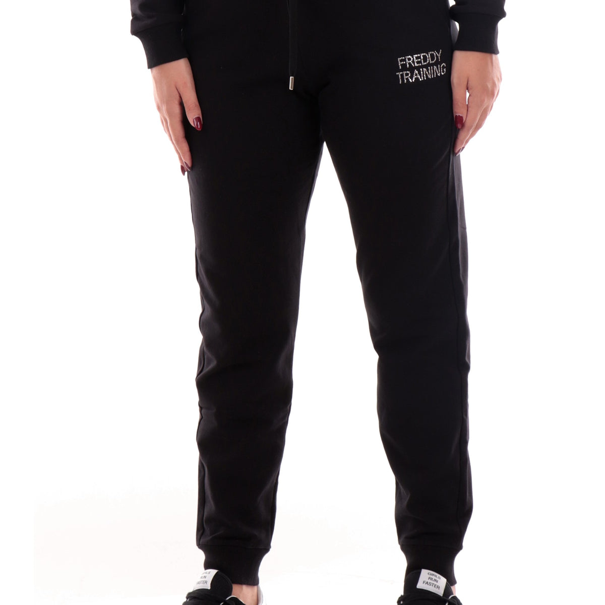 Pantaloni tuta Freddy neri da donna logo strass F4WTRP4 – Sir126