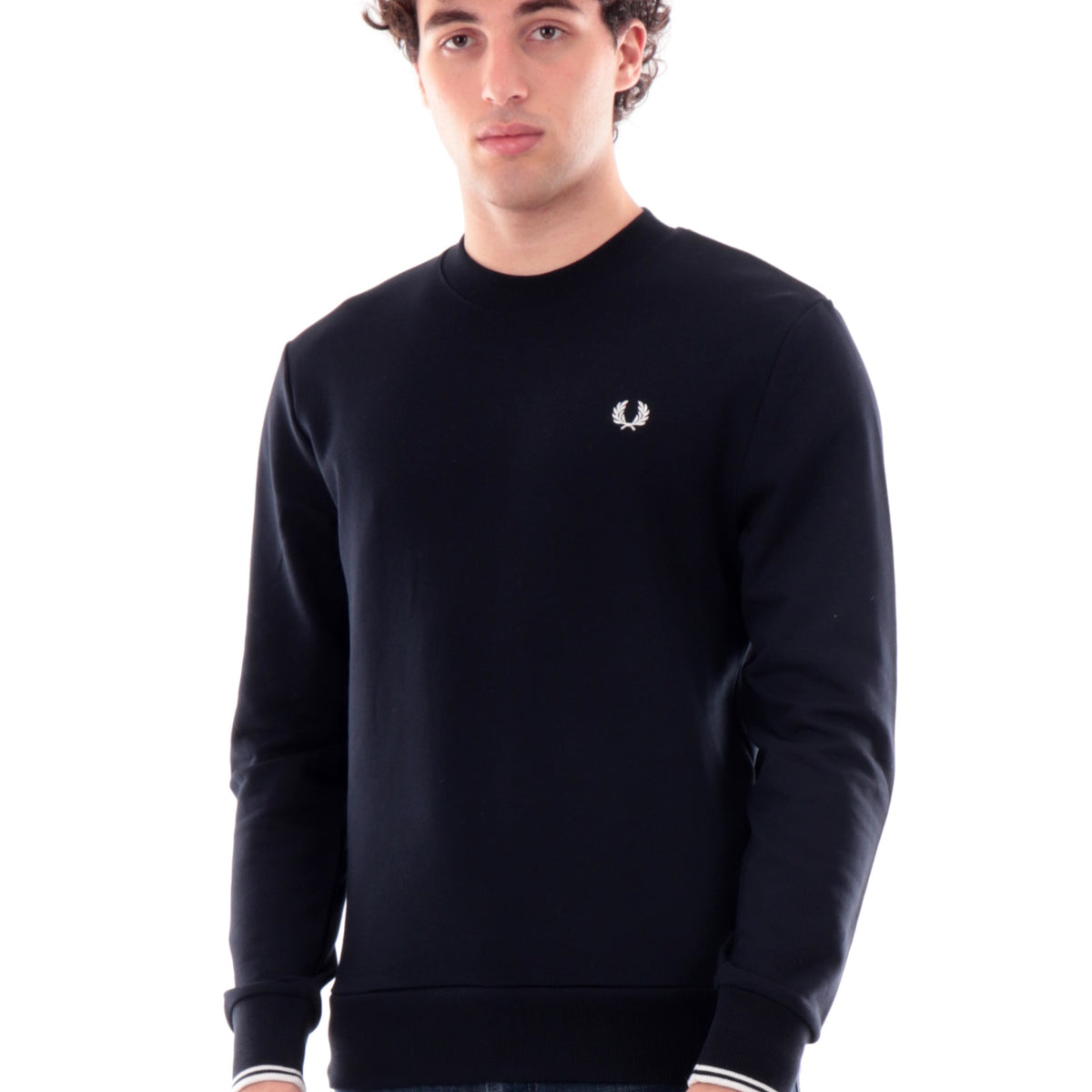 Fred Perry Felpa girocollo con doppia riga e logo Fred Perry Felpa girocollo con doppia riga e logo