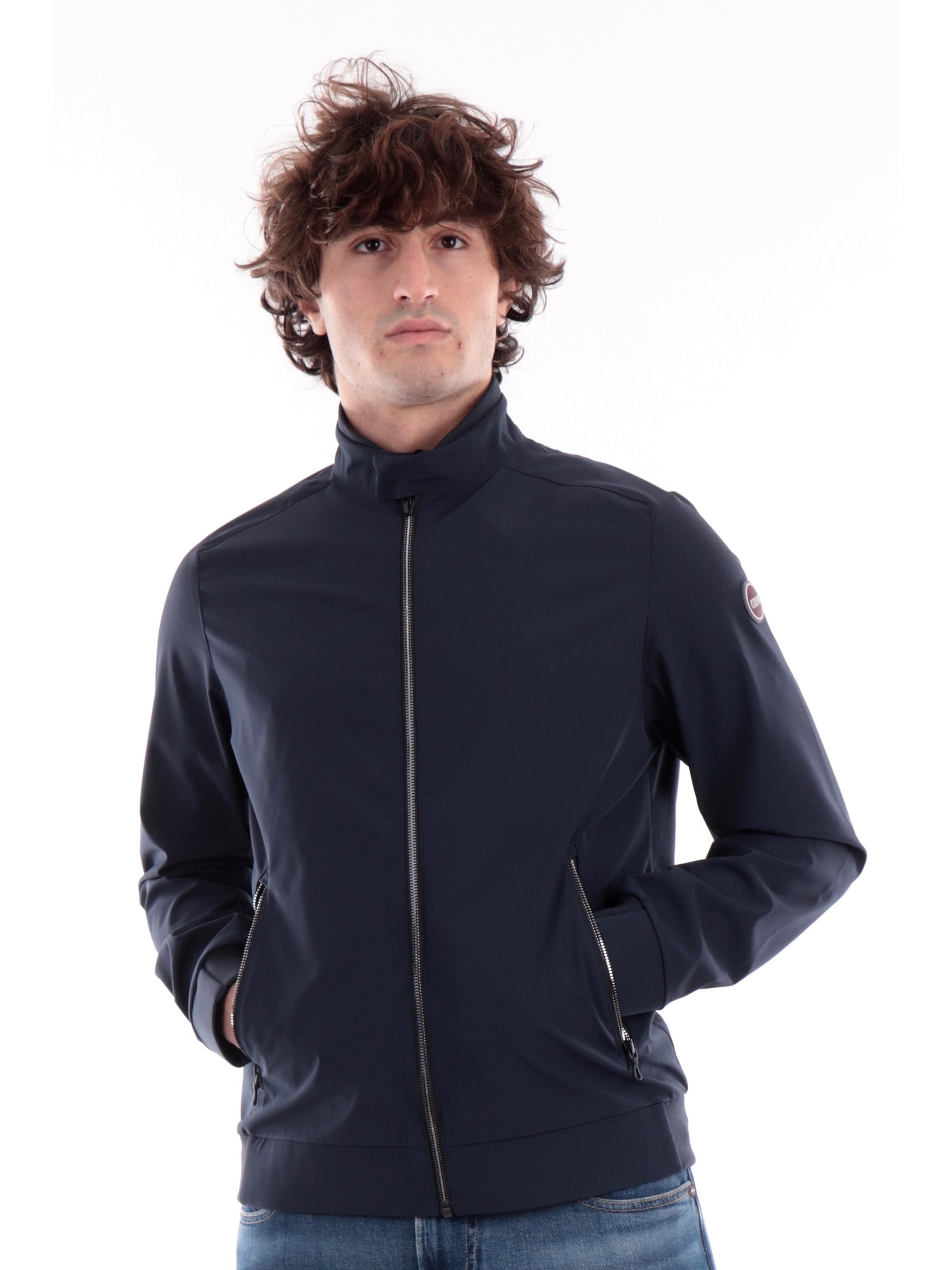 Giubbino Colmar blu da uomo con scaldacollo tessuto tecnico