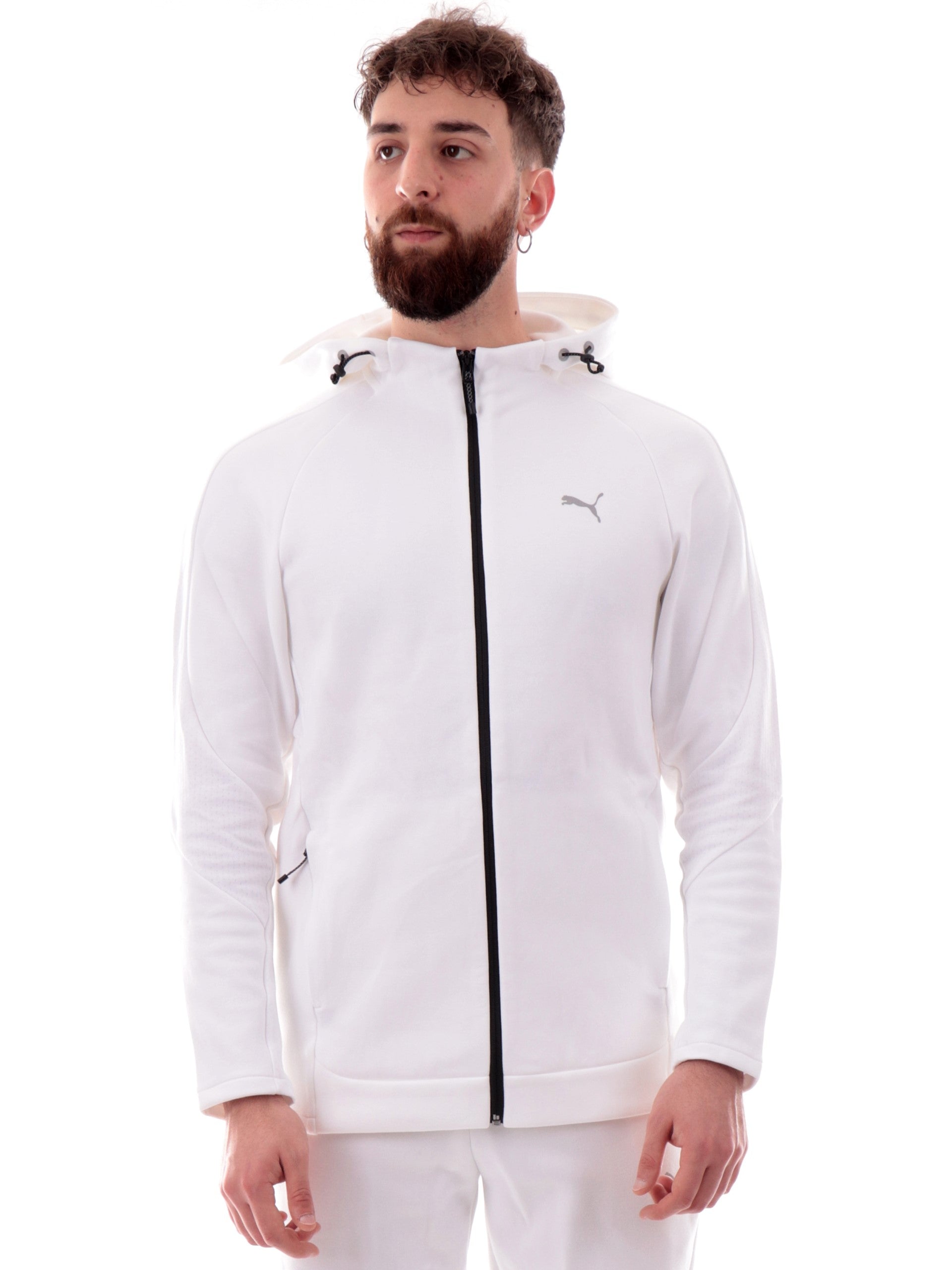 Felpa Bianca Cappuccio Zip Pile Felpa Champion Bianca Senza