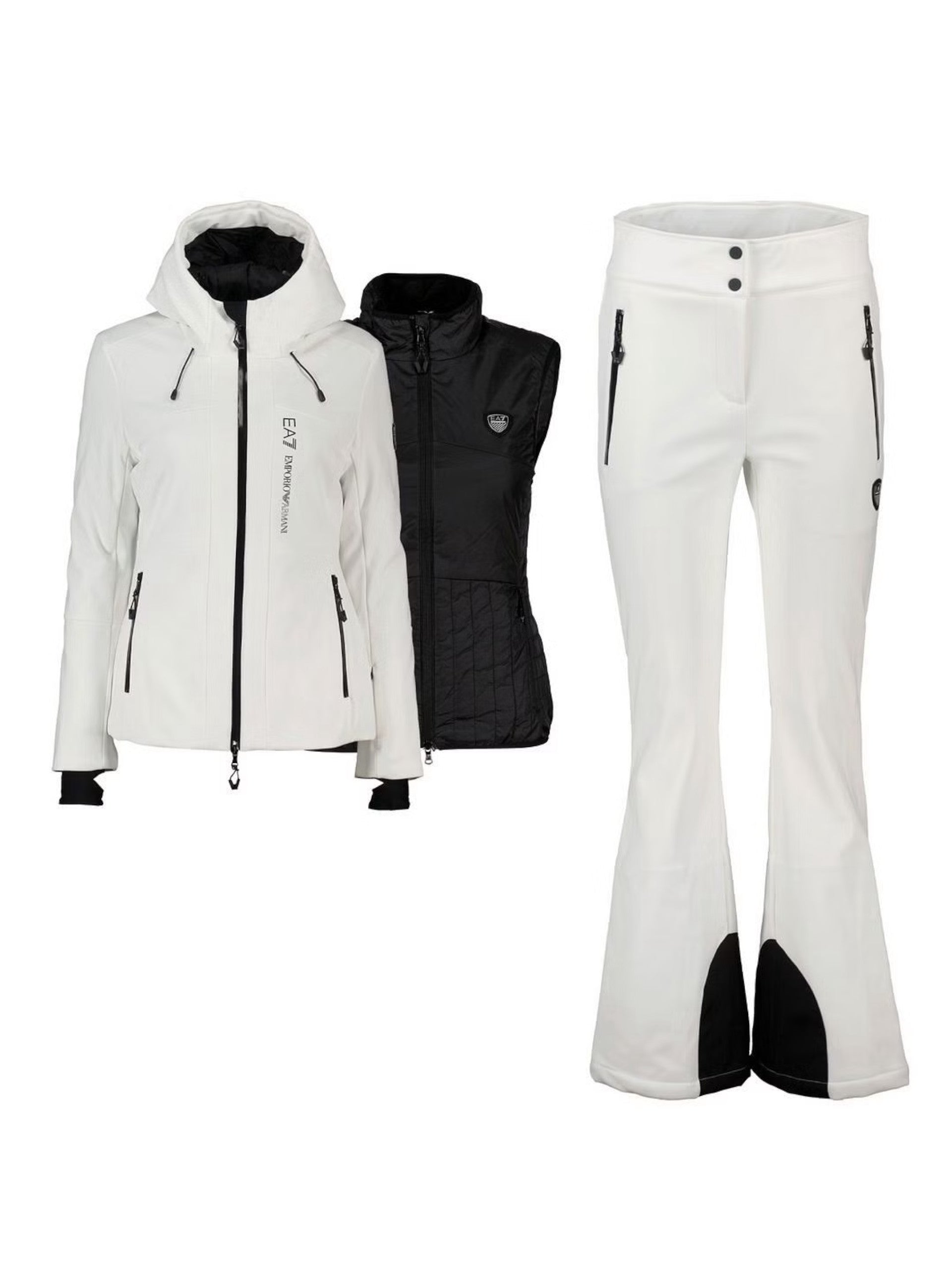 Completo Sci Donna EA7 Emporio Armani Bianco Tuta Neve Con Gilet
