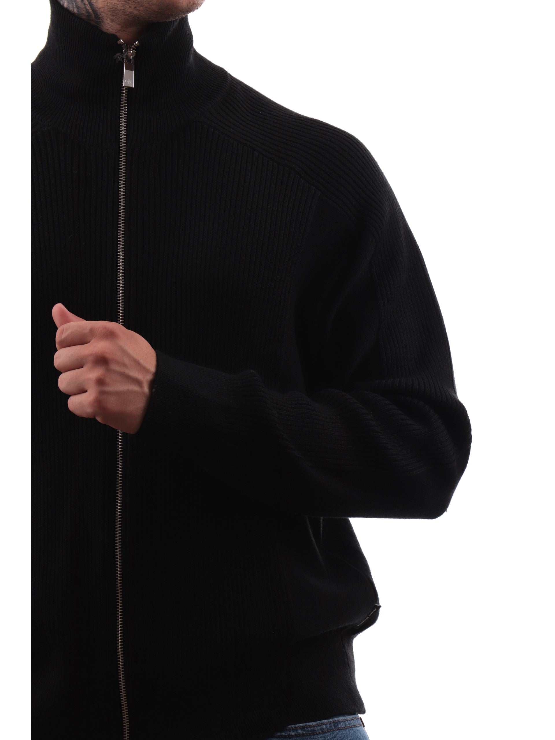 Cardigan Armani Exchange nero da uomo full zip 6DZE6GZM5BZ – Sir126