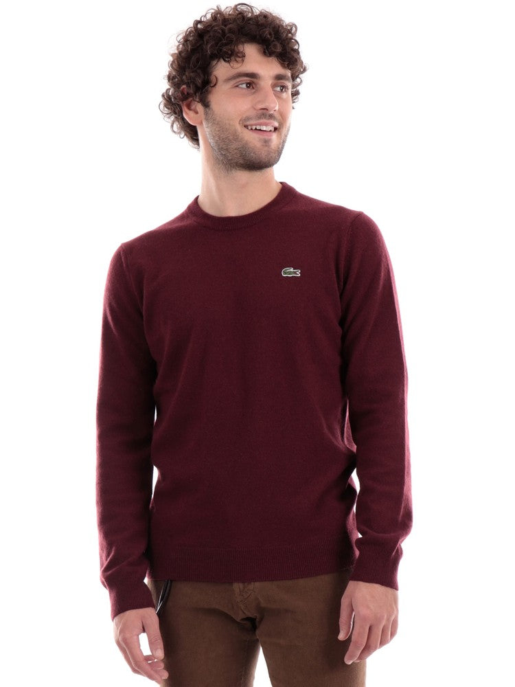 Maglione Lacoste bordeaux da uomo in lana AH3449 – Sir126