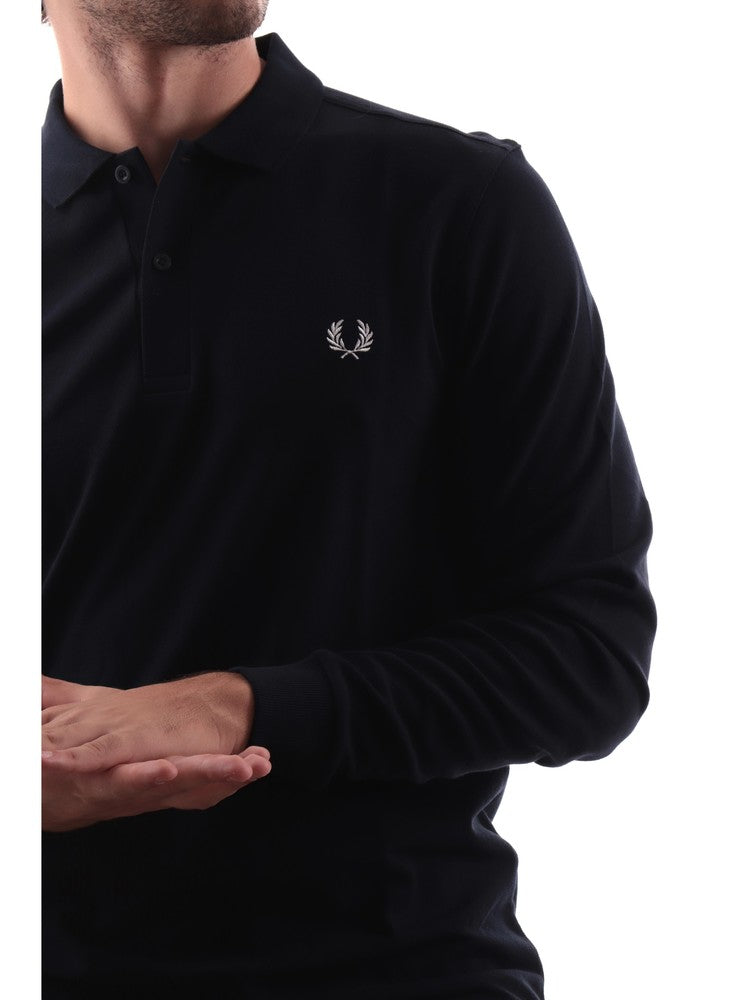 Fred Perry Polo Long Sleeves for Men plain blue Shirt M6006