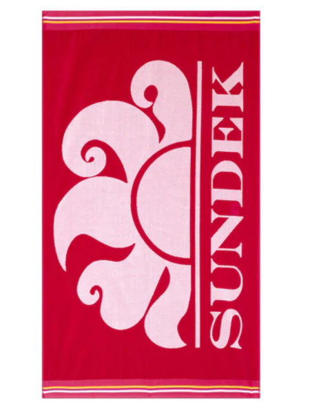 Telo mare Sundek fucsia in spugna Classic Logo Towel
