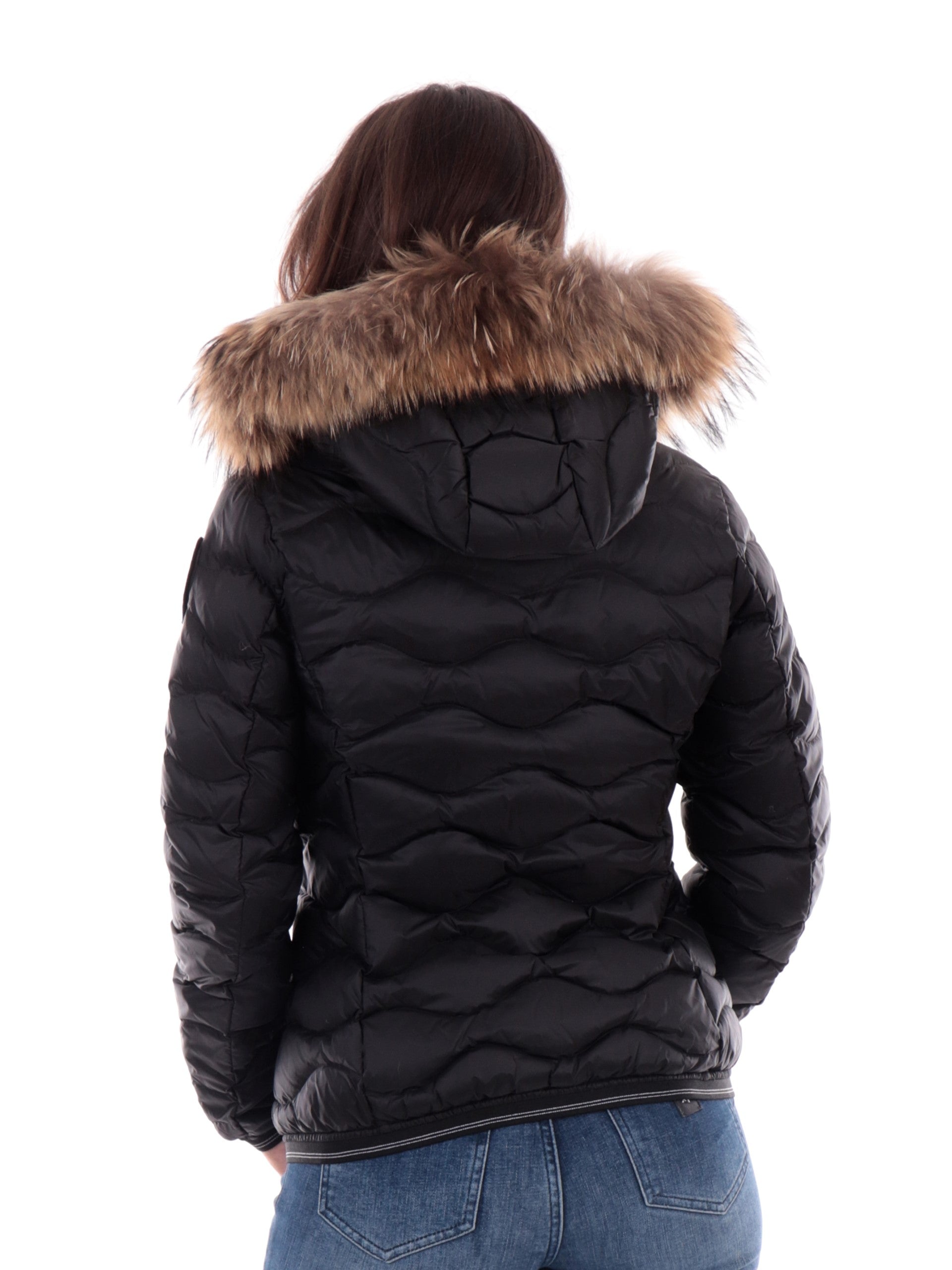 Piumino Blauer Giacca Donna Con Pelliccia Piumino Blauer Nero Onda