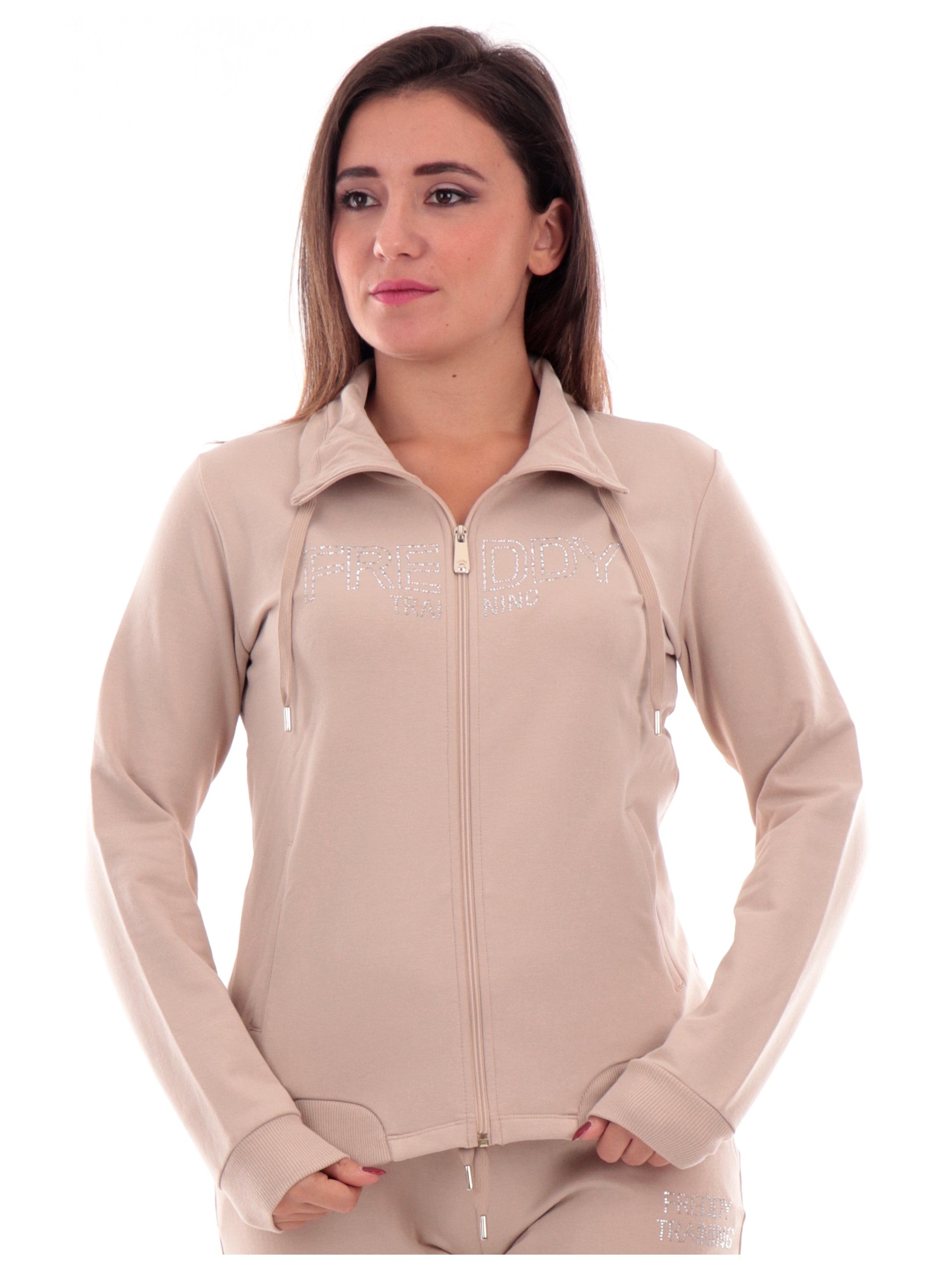 Felpa Freddy beige da donna full zip F4WTRS1 – Sir126
