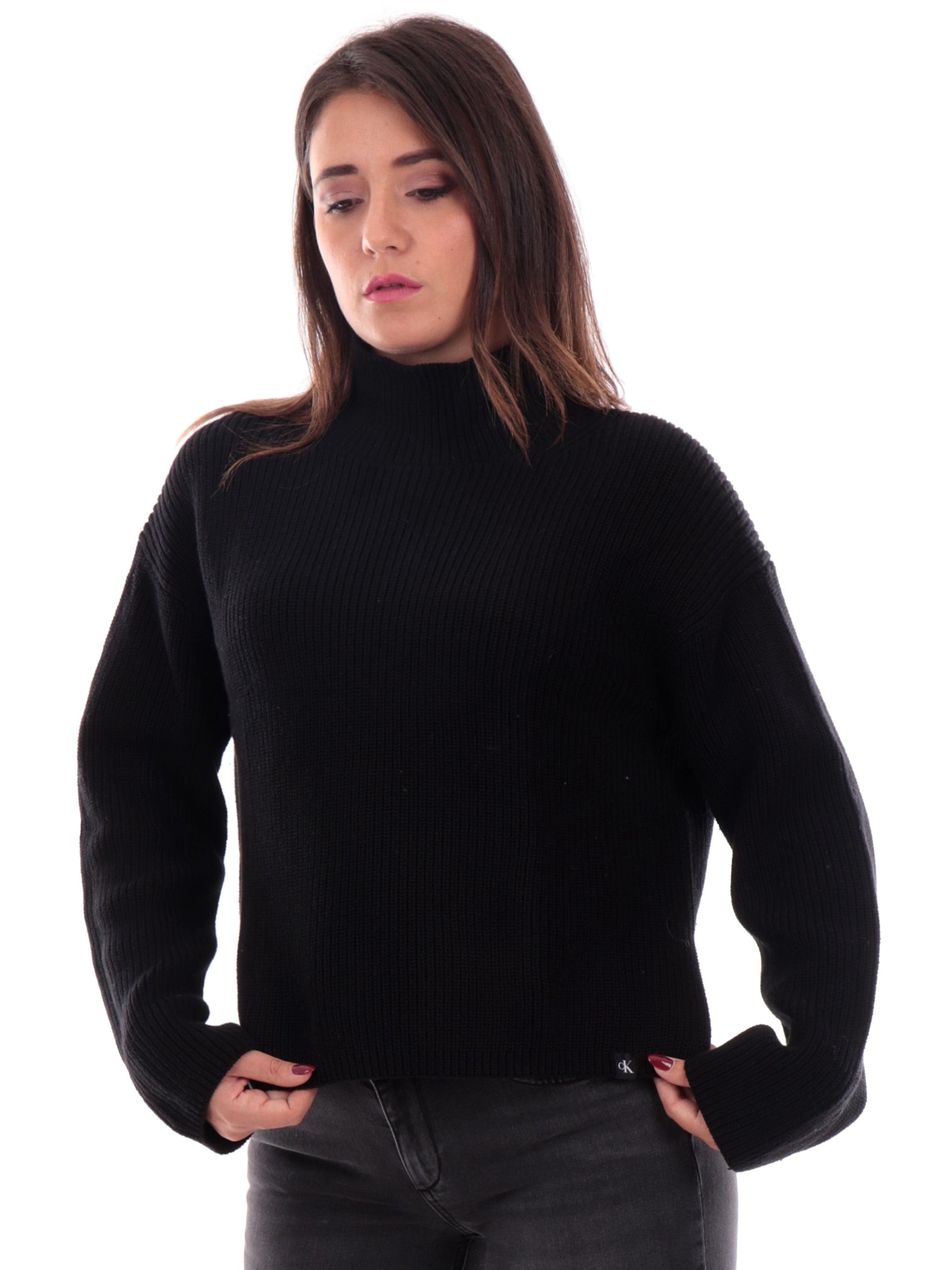 Pullover Maglioncini A Collo Alto Donna Maglioncino Pullover Nero