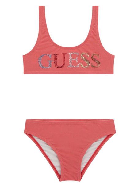 Costume mare fucsia Guess da bambina bikini con strass J5GZ00KCA60