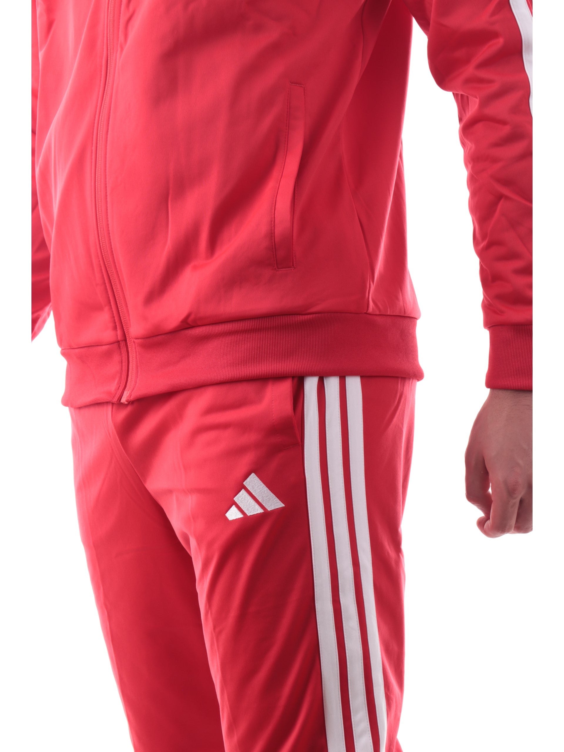 Tuta Adidas rossa da uomo 3Stripes full zip tessuto tecnico JX8731