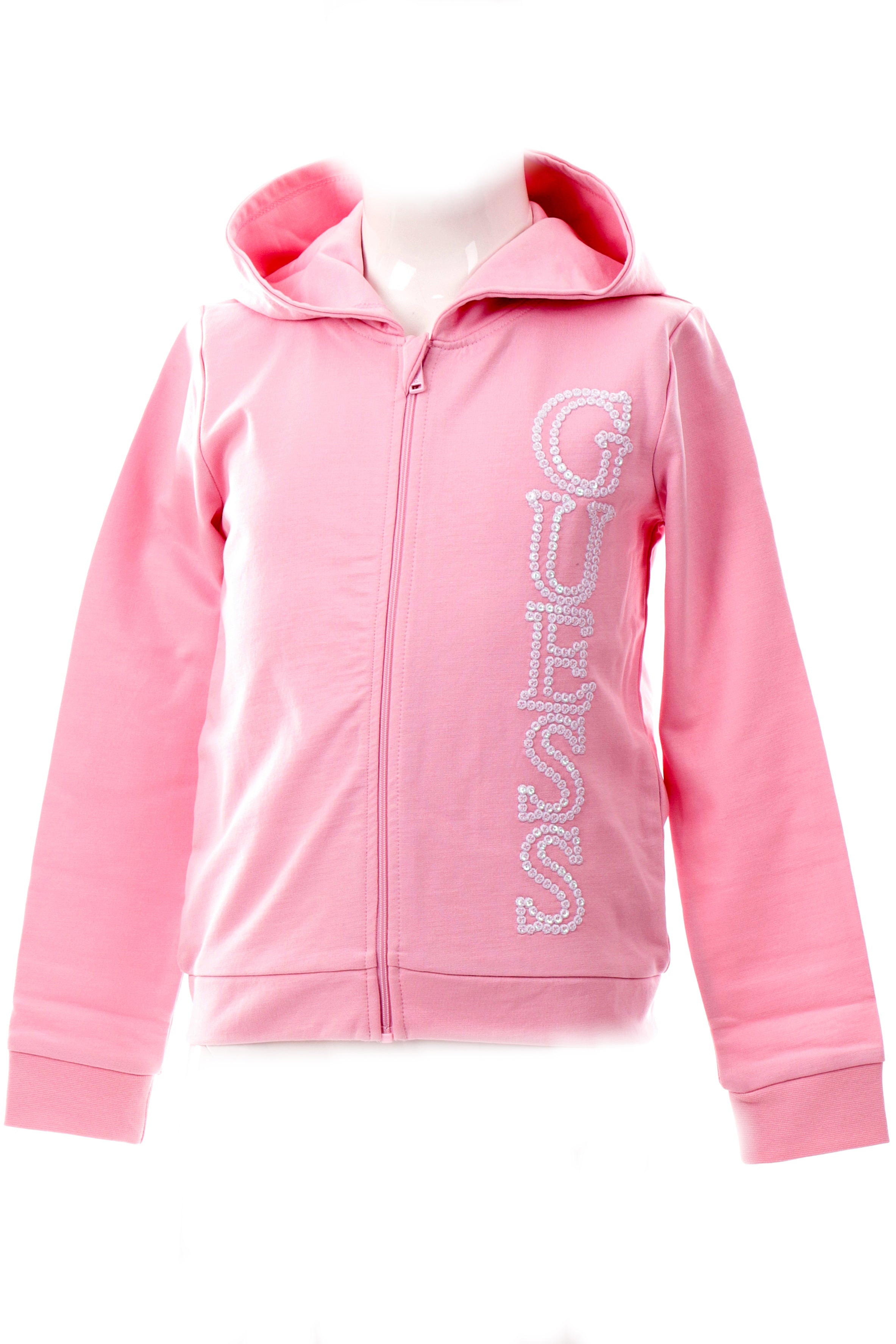 Felpa Guess rosa da bambina full zip con cappuccio K5RQ02KA6R4