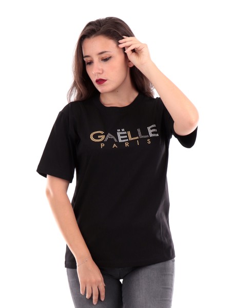 t-shirt-gaelle-nera-da-donna-con-scritta-logo-borchie-oro-e-argento-gbdp14087