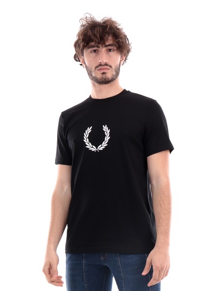 t-shirt-fred-perry-nera-da-uomo-modello-laurel-wreath-m5632