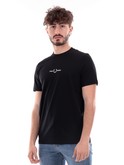 t-shirt fred perry nera da uomo con logo m4580 