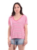 t-shirt only a righe bianche e fucsia 15289851 