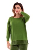 maglione anis verde da donna inserto velluto 2351025 