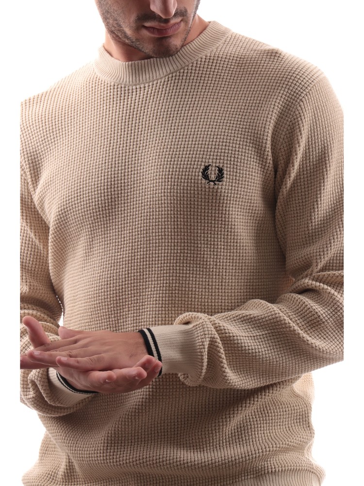 maglione-fred-perry-beige-da-uomo-waffle-stitch-k65076