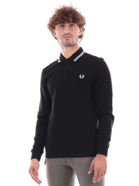 polo-fred-perry-maniche-lunghe-nera-twin-tipped-m3636
