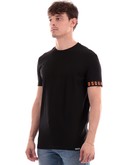 t-shirt dsquared nera da uomo banda arancione round neck d9m3s4870 