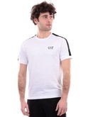 t-shirt emporio armani ea7 bianca da uomo con bande logate 3dpt35pj02z 