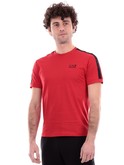 t-shirt emporio armani ea7 rossa da uomo con bande logate 3dpt35pj02z 