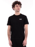 t-shirt emporio armani ea7 nera da uomo con bande logate 3dpt35pj02z 