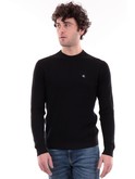 maglione calvin klein nero da uomo a costine embro badge j30j324598 