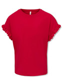 t-shirt only rossa da bambina con balze 15285384 