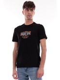 t-shirt guess nera da uomo con box logo vintage crack m4ri33j1314 