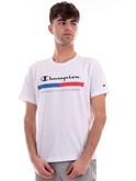 t-shirt champion bianca da uomo maxi logo 219735 