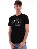 t-shirt ax armani exchange nera da uomo con box logo 3dztadzj9az 