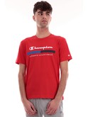 t-shirt champion rossa da uomo maxi logo 219735 