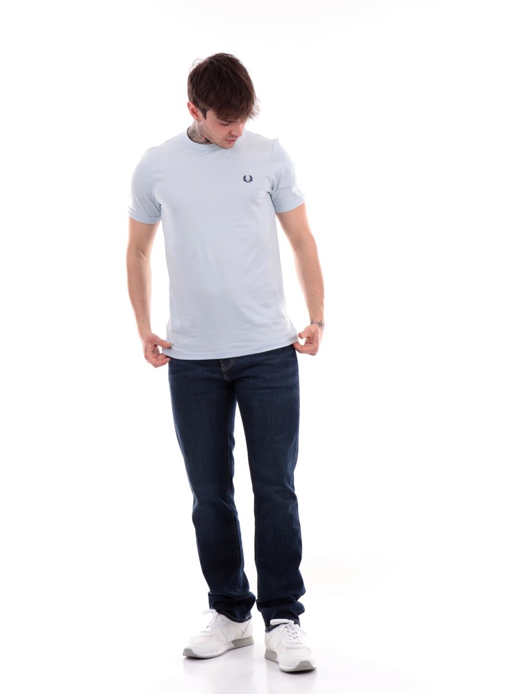 t-shirt-fred-perry-celeste-da-uomo-ringer-m3519