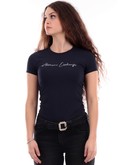 t-shirt armani exchange blu da donna logo strass 3dyt27yjdtz 