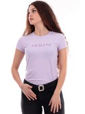 t-shirt armani exchange lilla da donna logo glitter 3dyt48yjetz 