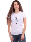 t-shirt armani exchange bianca da donna logo stampato 3dyt49yjg3z 