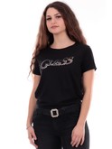 t-shirt guess nera da donna stampa doppia w4ri24ja914 