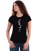 t-shirt armani exchange nera da donna logo stampato 3dyt49yjg3z 
