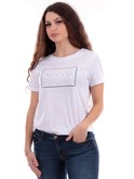 t-shirt armani exchange bianca da donna logo ricamato bianca 3dyt59yj3rz 