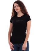t-shirt armani exchange nera da donna logo glitter 3dyt48yjetz 