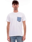 t-shirt roy rogers uomo bianca con taschino di jeans ru90054ca16 
