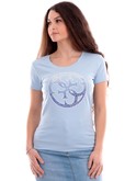 t-shirt guess celeste da donna 4g strass logo tondo w4gi29j1314 