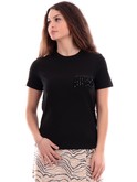 t-shirt only nera da donna con taschino e frange con pietre 15315348 