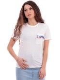 t-shirt only bianca da donna con taschino e frange con pietre 15315348 