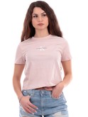 t-shirt crop calvin klein rosa da donna baby j20j223113 