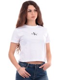 t-shirt crop calvin klein bianca da donna baby j20j223113 