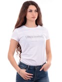 t-shirt ea7 emporio armani bianca da donna con scritta glitter 3dyt46yj3rz 