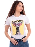t-shirt only bianca da donna glasses top stampa cane con occhiali 15291975brwh 