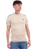 t-shirt fred perry beige da uomo contrast tape ringer m4613 