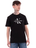t-shirt calvin klein nera da uomo disrupted outline j30j325190 